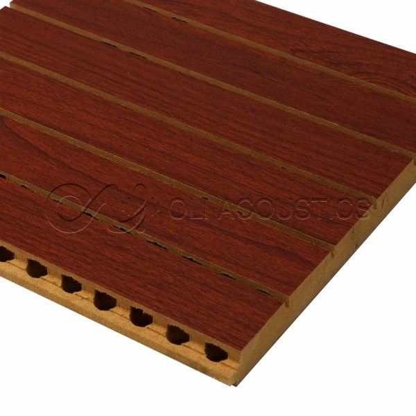 28-4 Wood Slat Wall Panel With Red Cherry Finish For Auditorium
